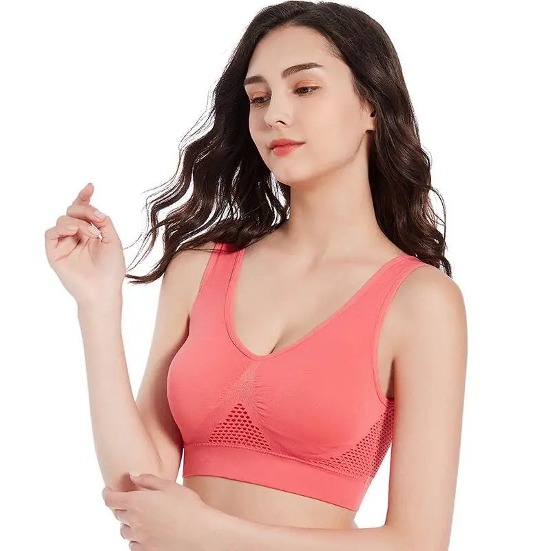 Veyra Active™ Inclusive Impact Sports Bra M-6XL | Seamless Hollow-Out Push-Up Gym Crop Top