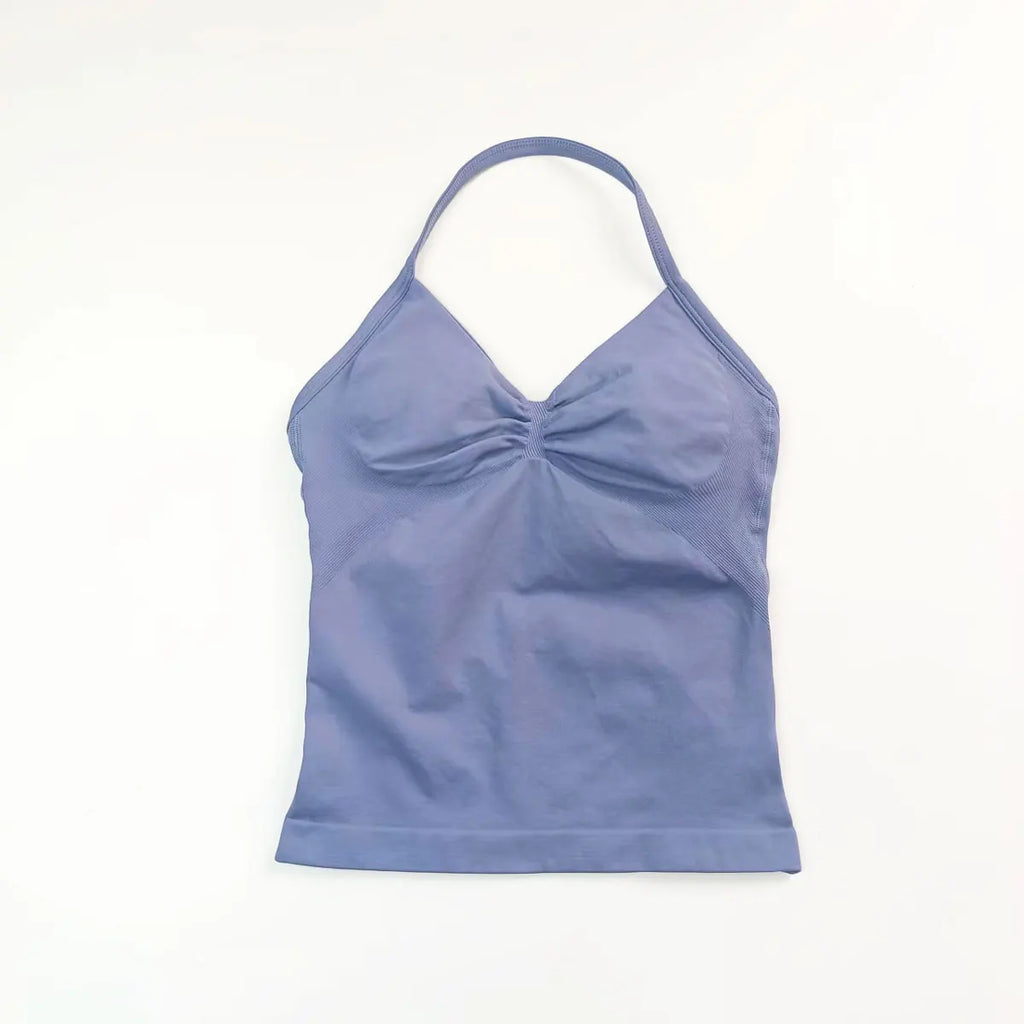 Veyra Active™ Impact Longline Halter Sports Bra | Anti-Chafe Open Back Yoga Crop Top