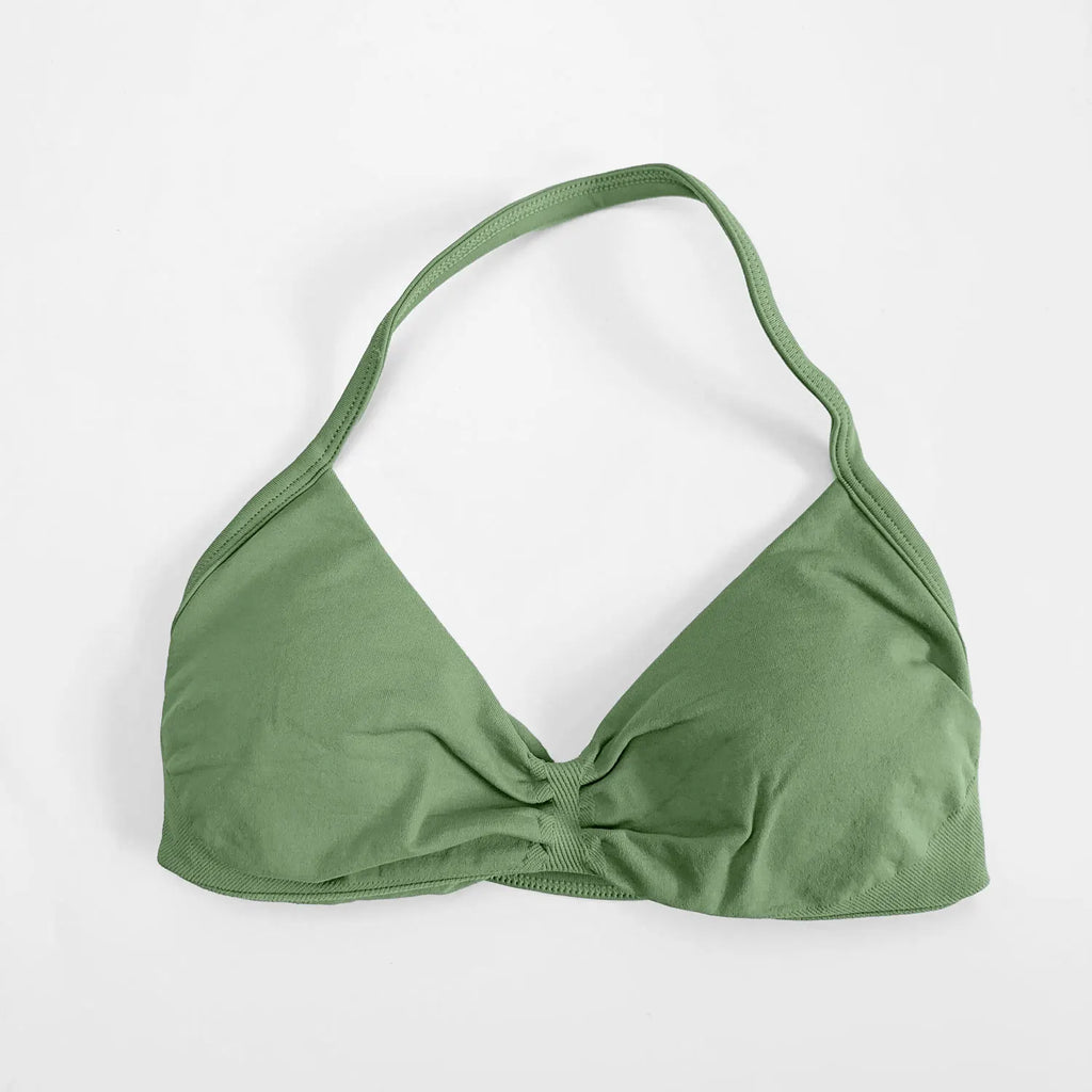 Veyra Active™ Impact Strappy Halter Sports Bra | High-Support Seamless Yoga Crop Top