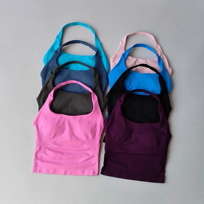 Veyra Active™ Autumn Halter Yoga Vest | High-Strength Shockproof Running Sports Bra & Top