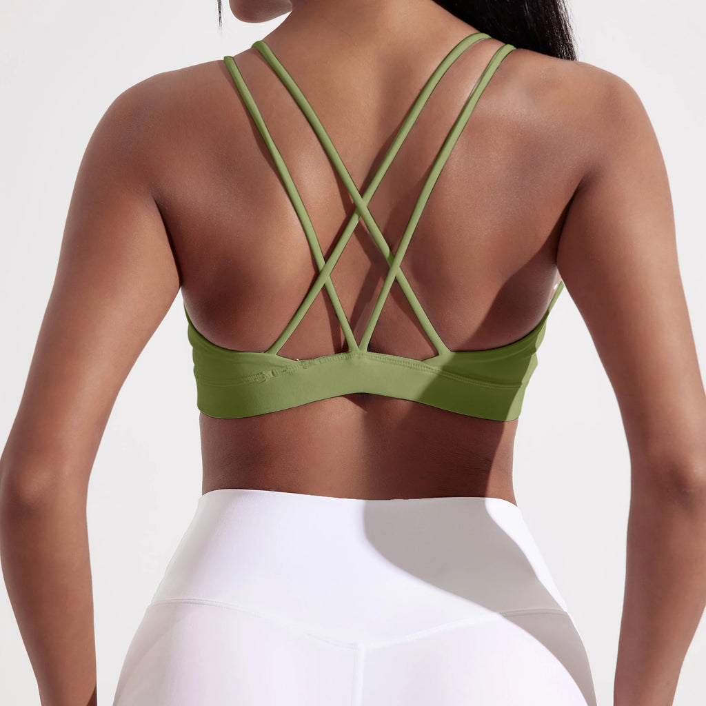 Veyra Active™ Women's Cross-Front Shockproof Sports Bra | High-Strength Push-Up Gym & Yoga Top
