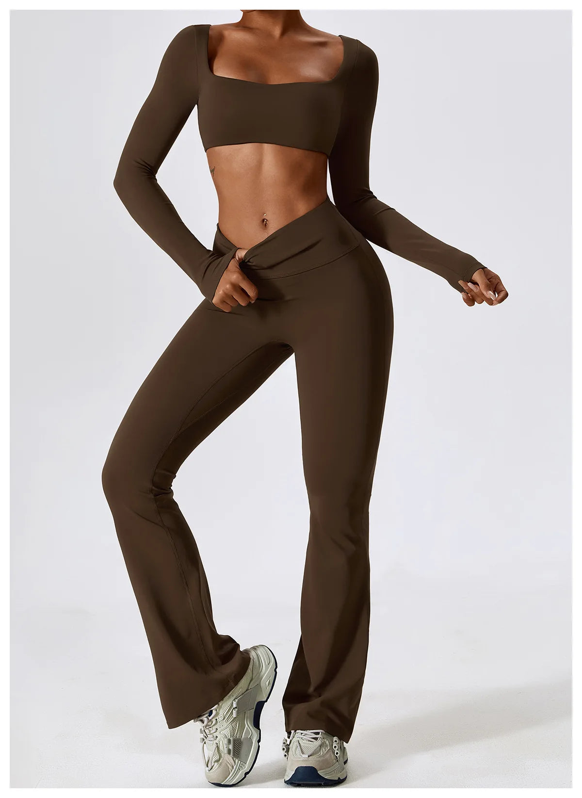 Veyra Active™ SculptFlex 2-Piece Yoga Set | Long Sleeve Crop Top & High-Waist Seamless Leggings