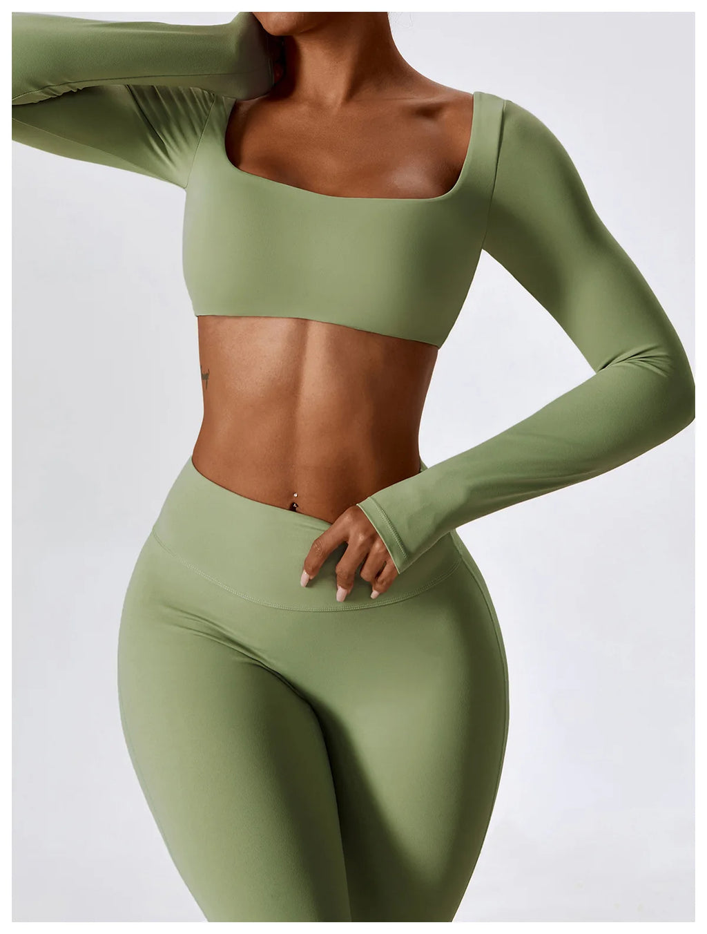 Veyra Active™ SculptFlex 2-Piece Yoga Set | Long Sleeve Crop Top & High-Waist Seamless Leggings