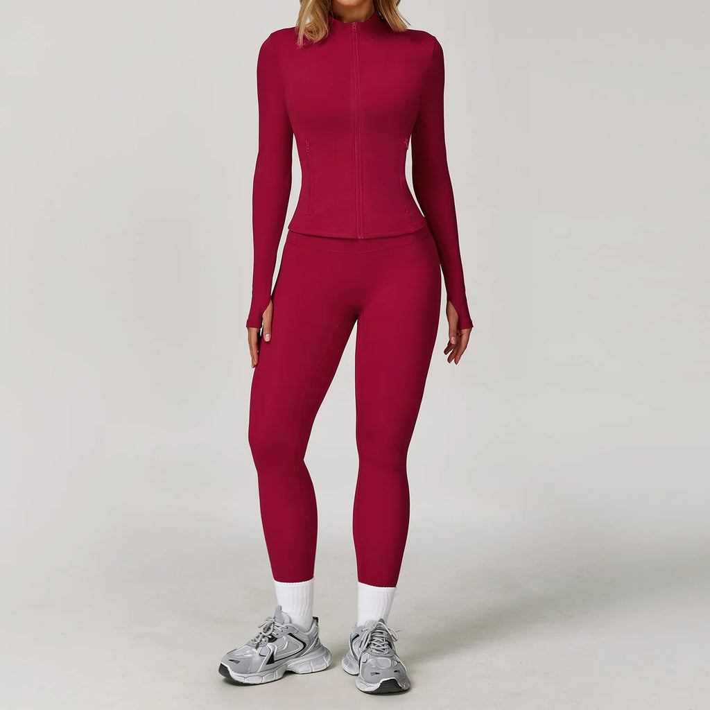 Veyra Active™ Infinite 3-Piece Yoga Set | Long Sleeve Top, Sports Bra & High-Waisted Leggings