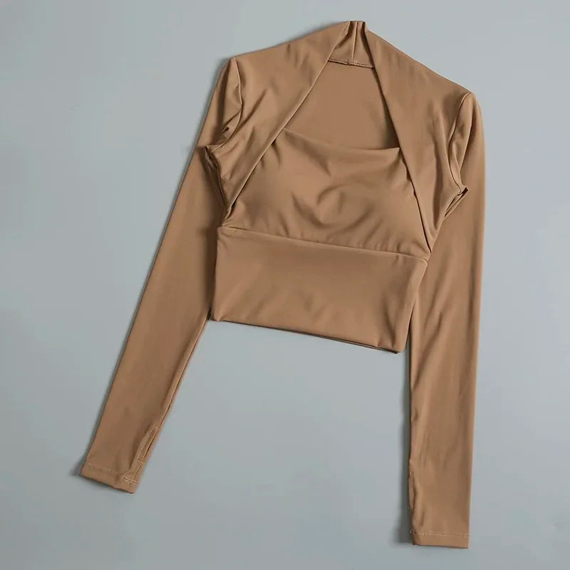 Veyra Active™ Elegant Long-Sleeve Yoga Shirt | Built-In Bra Small Waistband Gym Top