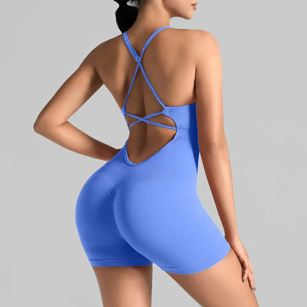 Veyra Active™ Women's Hourglass Seamless Bodysuit | Sexy Slim-Fit Yoga Shorts Jumpsuit