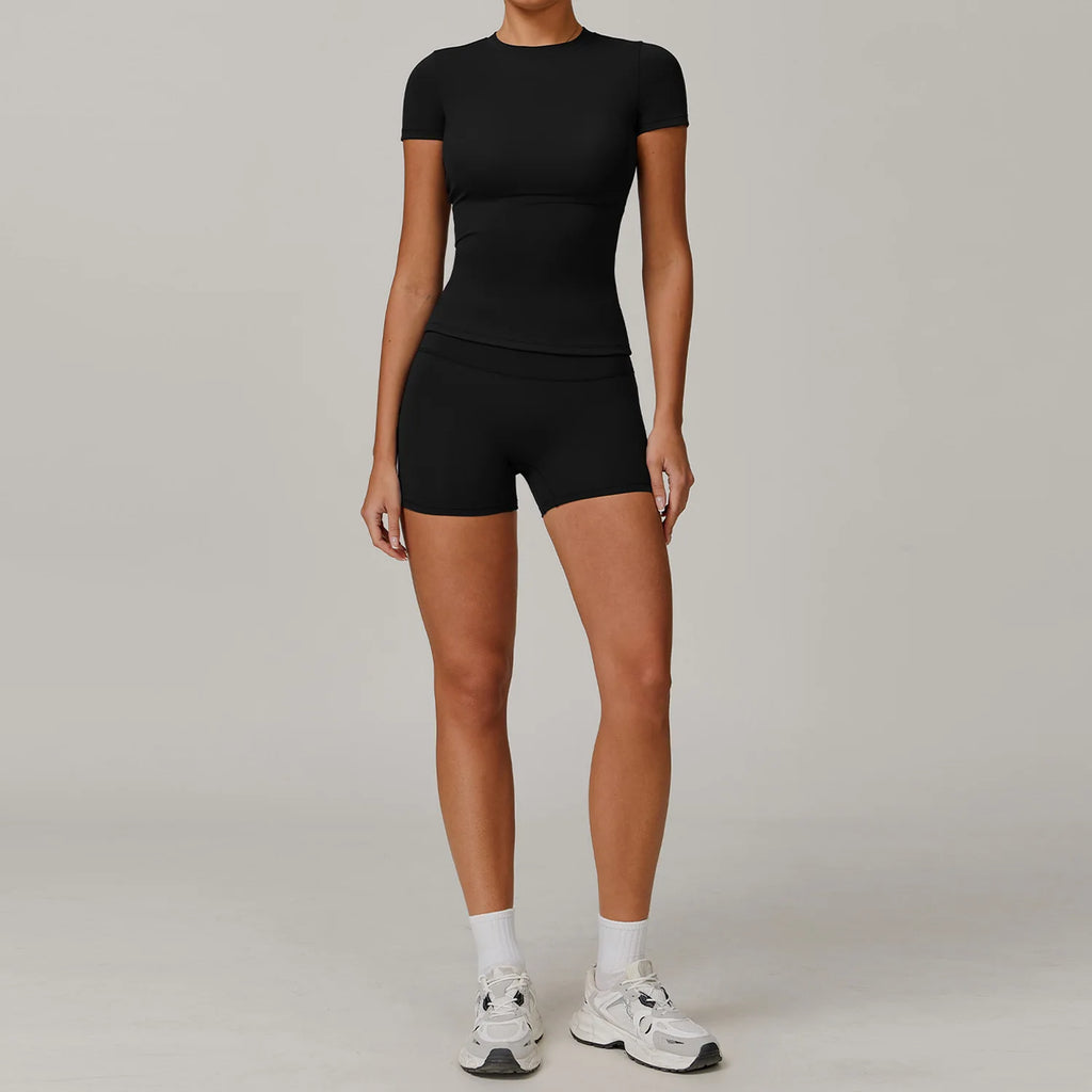 Veyra Active™ Women's SculptFlex 2-Piece Yoga Set | Long Sleeve Top, High-Waist Leggings & Shorts