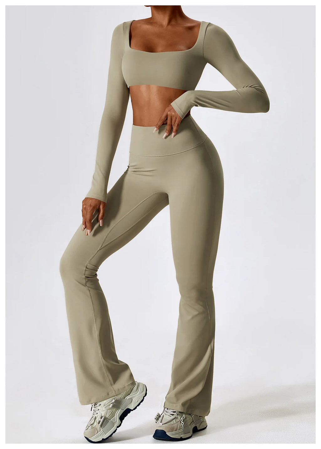 Veyra Active™ SculptFlex 2-Piece Yoga Set | Long Sleeve Crop Top & High-Waist Seamless Leggings
