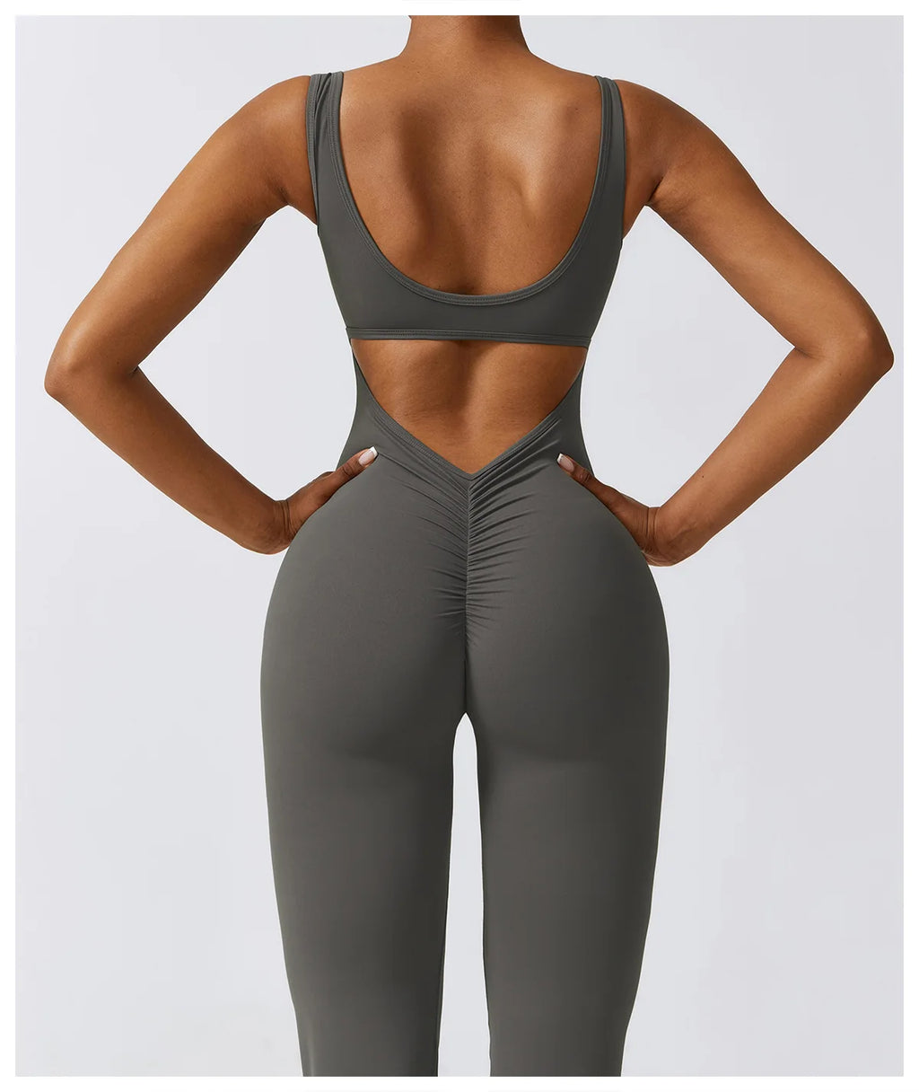 Veyra Active™ Sculpt One-Piece Workout Jumpsuit | Seamless Push-Up Yoga Bodysuit & Romper