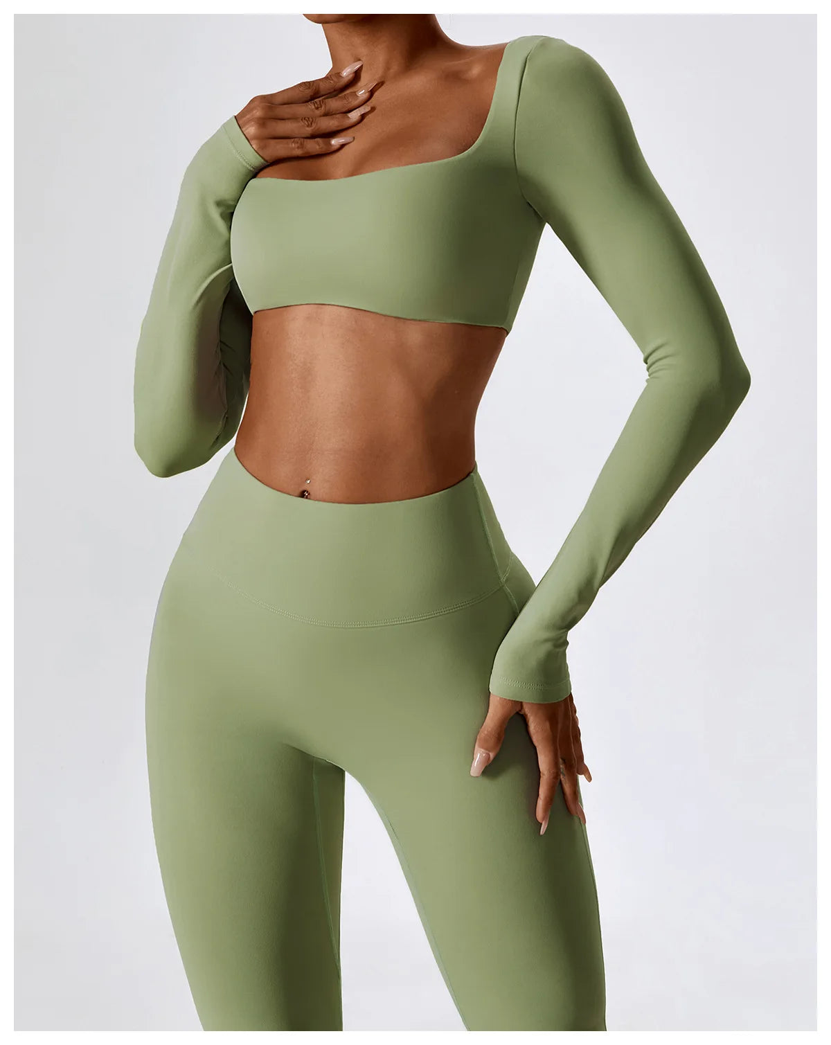 Veyra Active™ SculptFlex 2-Piece Yoga Set | Long Sleeve Crop Top & High-Waist Seamless Leggings