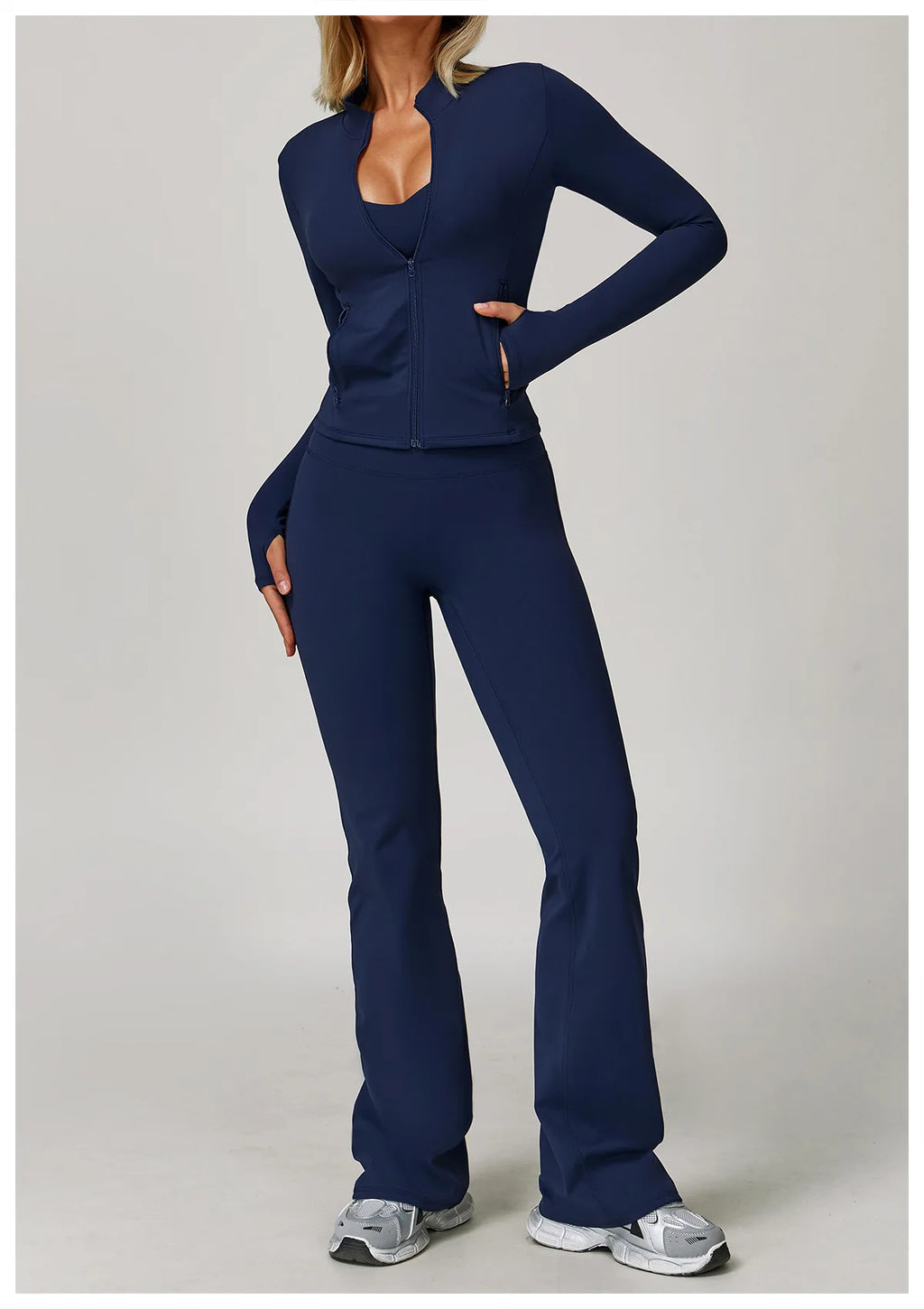 Veyra Active™ Infinite 3-Piece Yoga Set | Long Sleeve Top, Sports Bra & High-Waisted Leggings