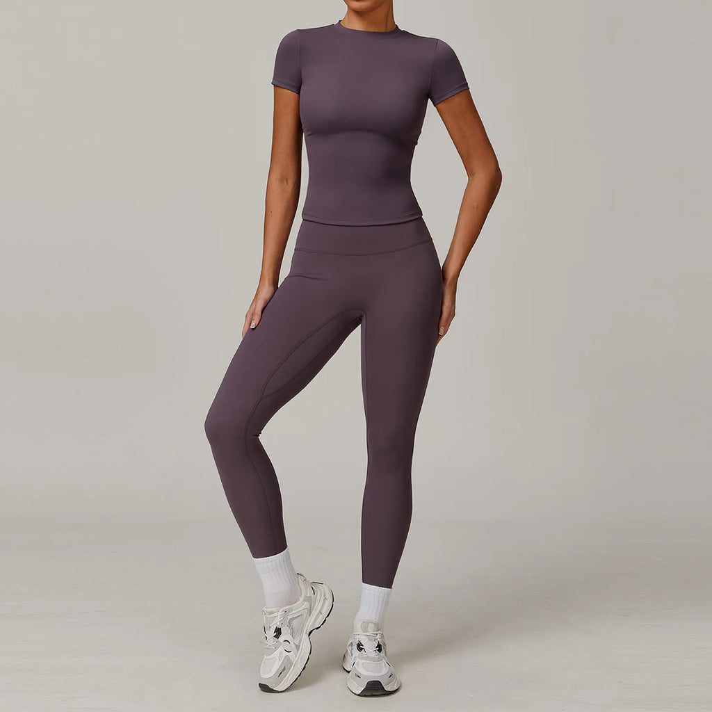 Veyra Active™ Women's SculptFlex 2-Piece Yoga Set | Long Sleeve Top, High-Waist Leggings & Shorts