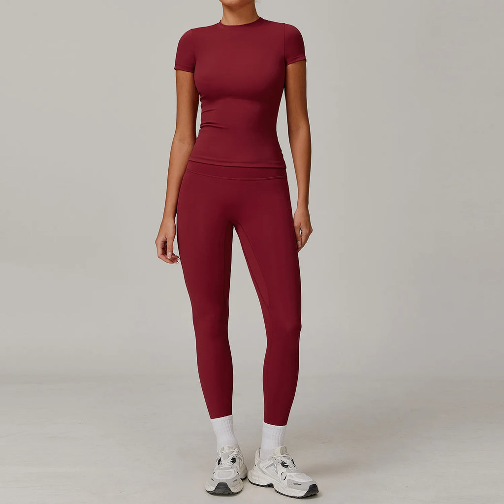 Veyra Active™ Women's SculptFlex 2-Piece Yoga Set | Long Sleeve Top, High-Waist Leggings & Shorts