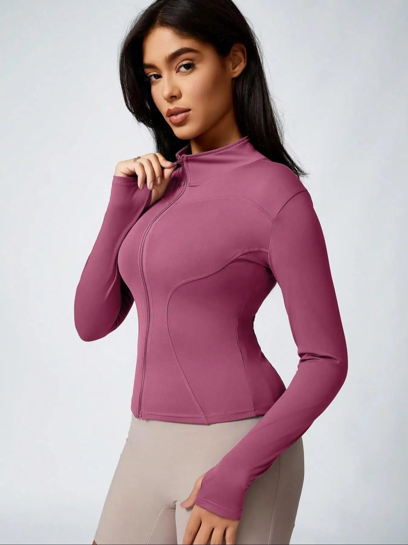 Veyra Active™ Hourglass Full-Zip Jacket | Slim-Fit Track Jacket & Workout Top with Thumbholes