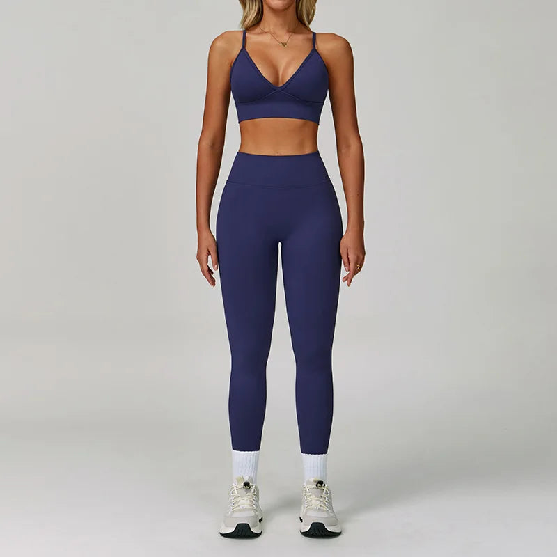 Veyra Active™ SculptFlex 3-Piece Yoga Set | Long Sleeve Crop Top, Sports Bra & High-Waist Leggings
