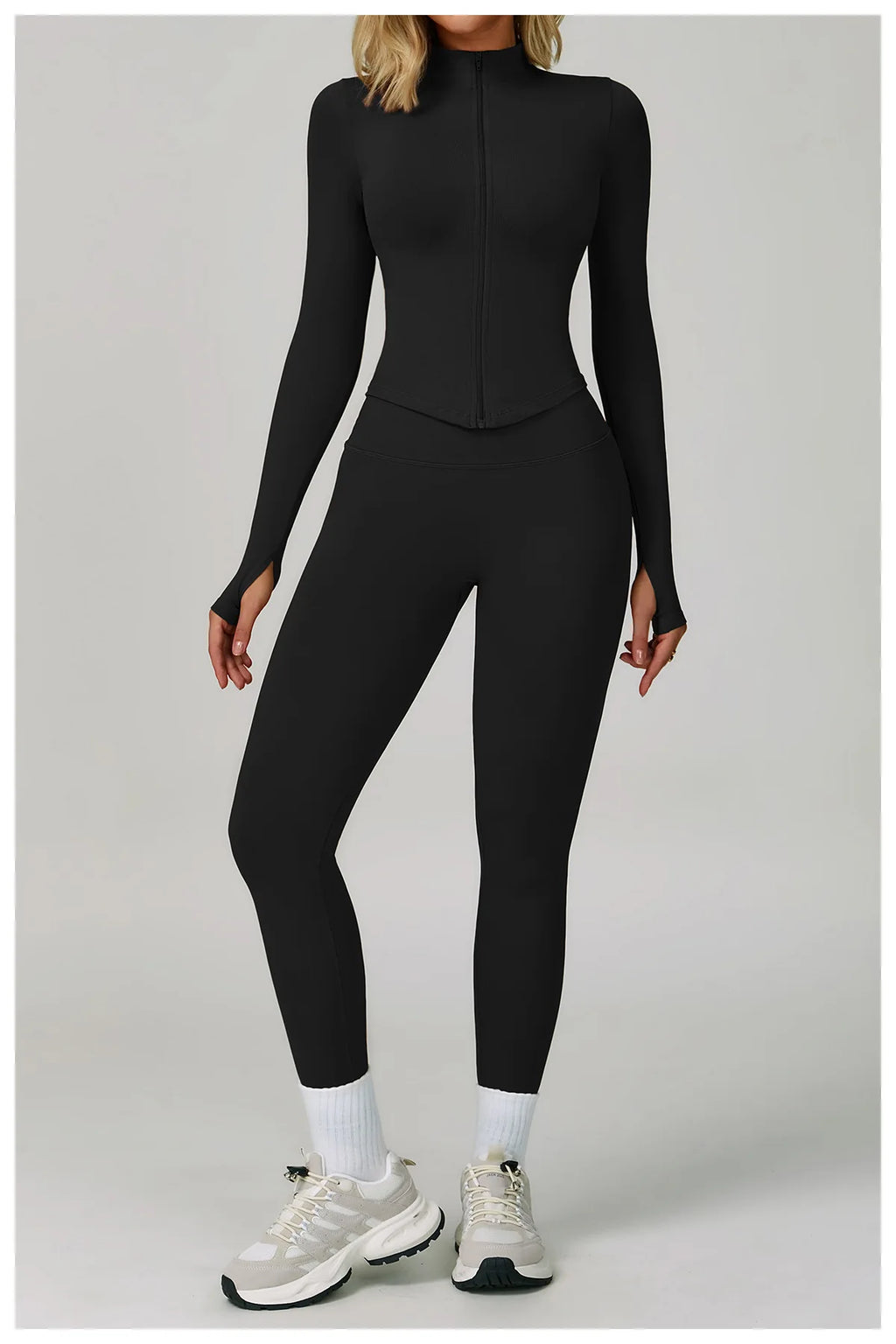 Veyra Active™ SculptFlex 3-Piece Yoga Set | Long Sleeve Crop Top, Sports Bra & High-Waist Leggings