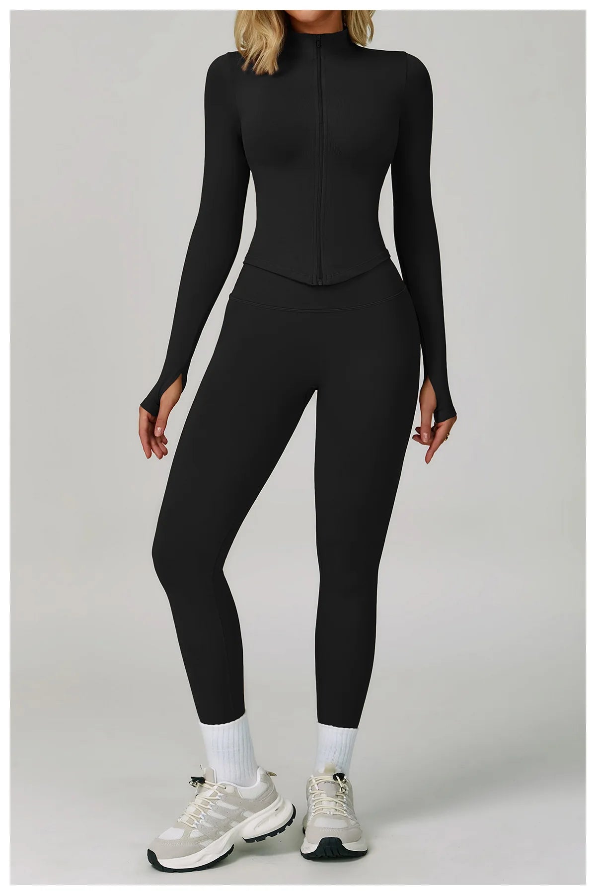 Veyra Active™ SculptFlex 3-Piece Yoga Set | Long Sleeve Crop Top, Sports Bra & High-Waist Leggings