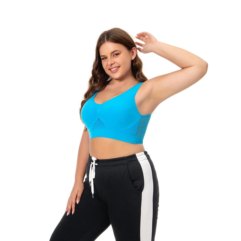 Veyra Active™ Inclusive Impact Sports Bra M-6XL | Seamless Hollow-Out Push-Up Gym Crop Top