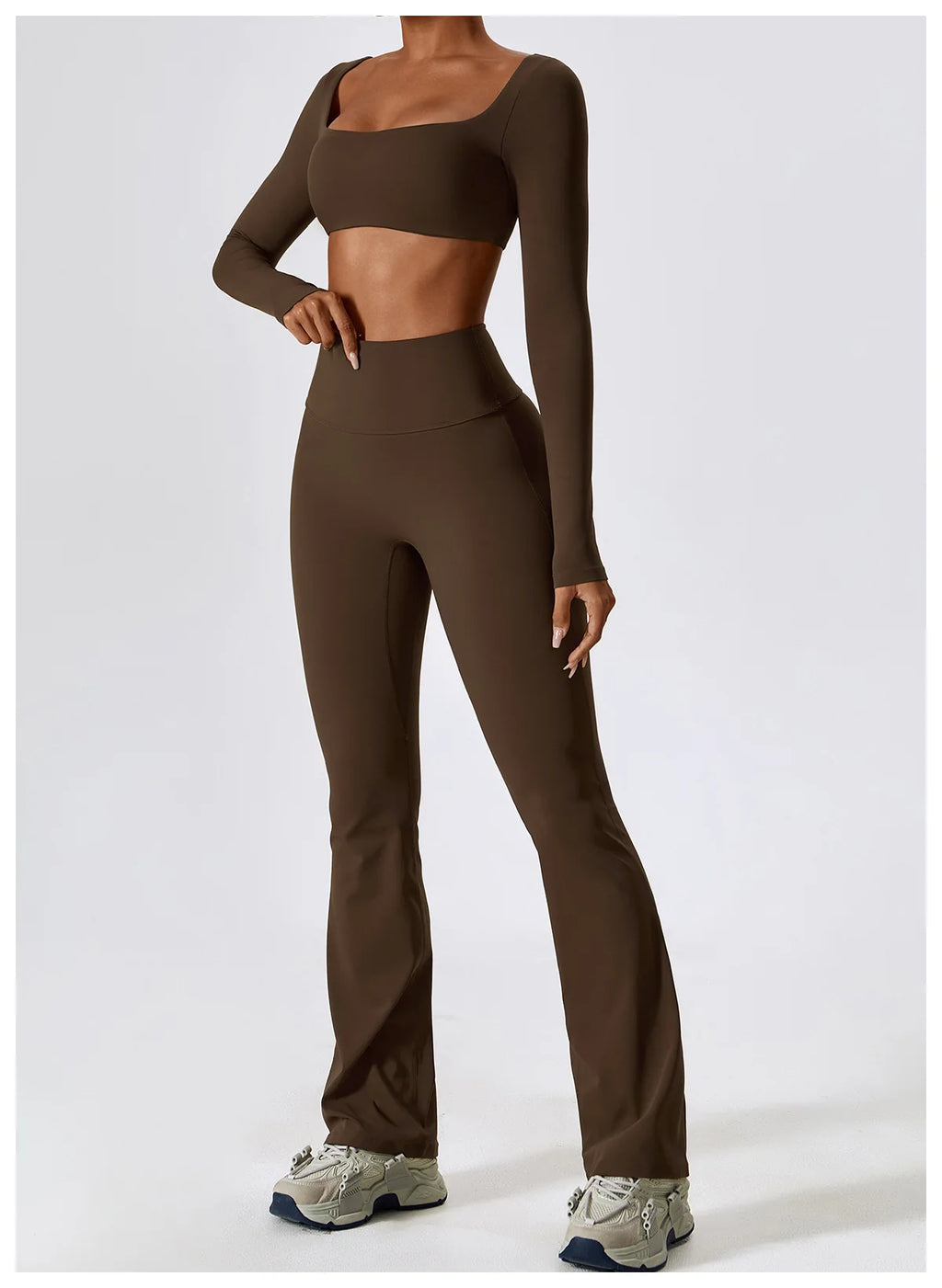 Veyra Active™ SculptFlex 2-Piece Yoga Set | Long Sleeve Crop Top & High-Waist Seamless Leggings