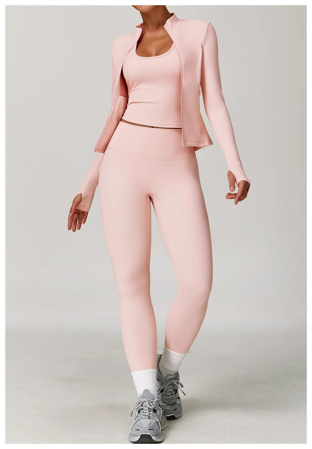 Veyra Active™ Infinite 3-Piece Yoga Set | Long Sleeve Top, Sports Bra & High-Waisted Leggings