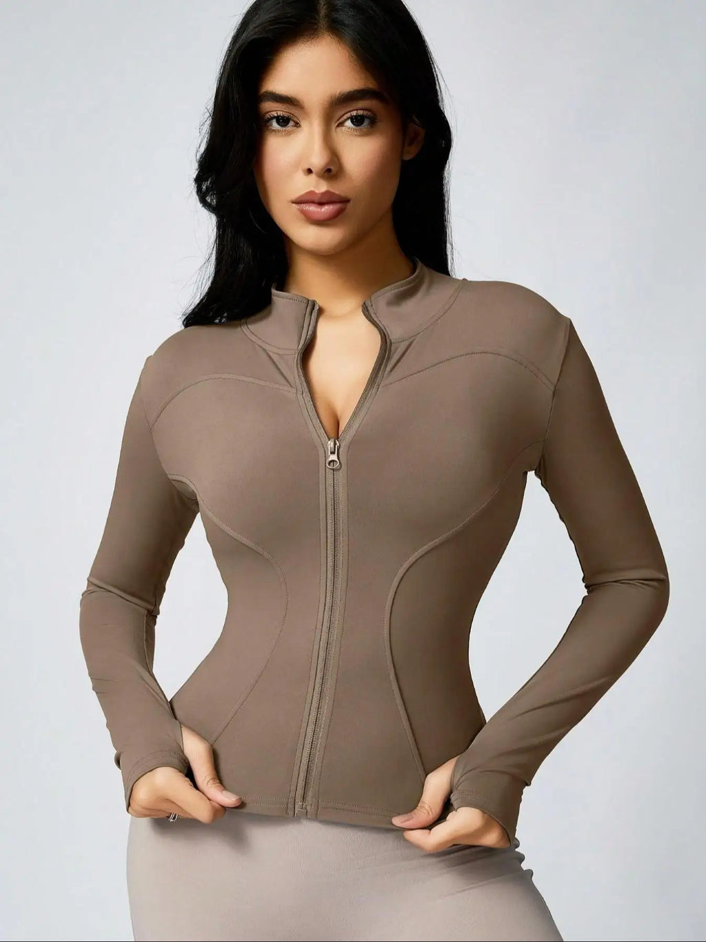Veyra Active™ Hourglass Full-Zip Jacket | Slim-Fit Track Jacket & Workout Top with Thumbholes
