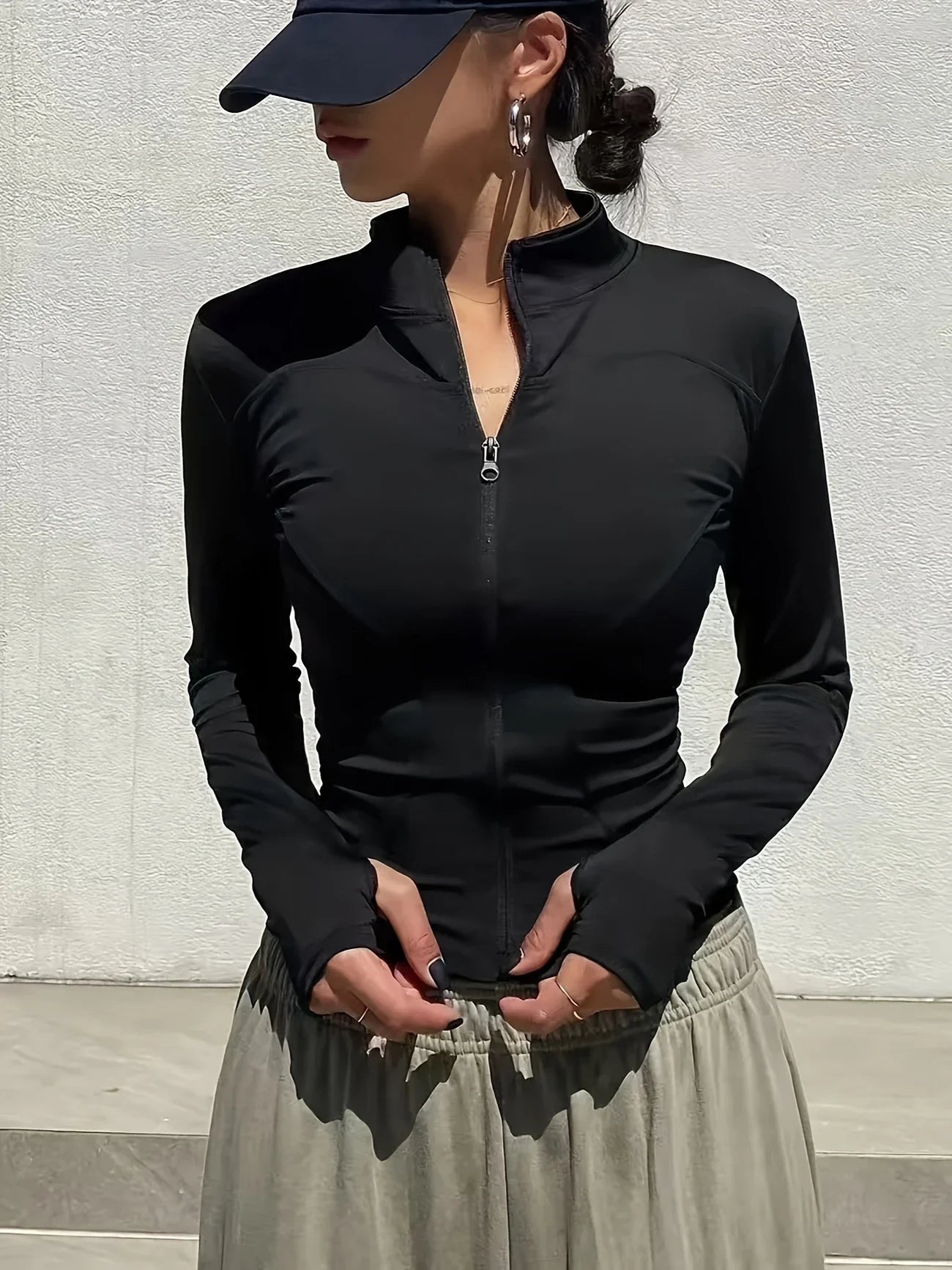 Veyra Active™ Fall Pilates Full-Zip Jacket | Slim-Fit Snatched Quick-Dry Running Track Top