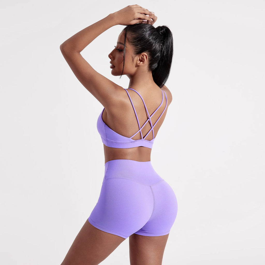 Veyra Active™ Women's Cross-Front Shockproof Sports Bra | High-Strength Push-Up Gym & Yoga Top