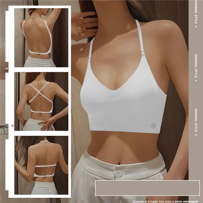 Veyra Active™ Invisible Deep U Plunge Bra | Backless Clear-Strap Push-Up Strapless Bra