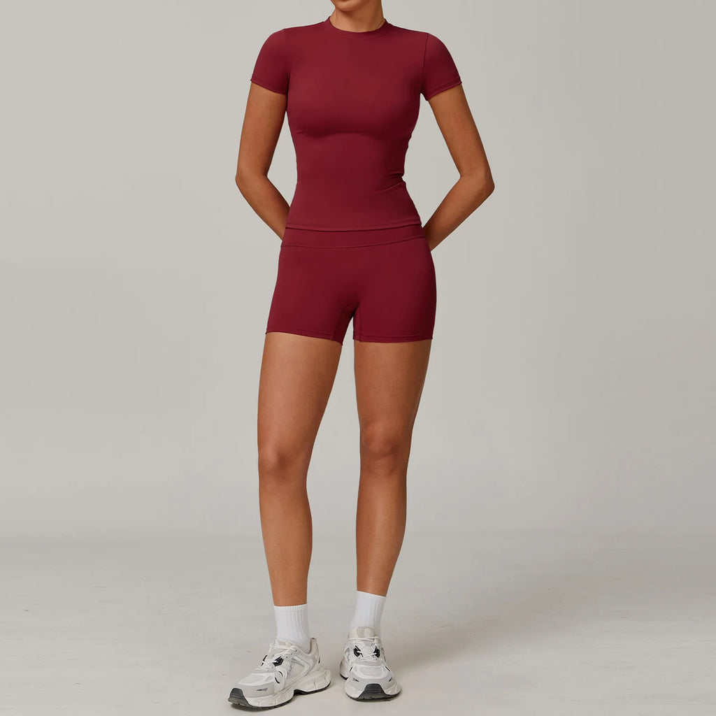 Veyra Active™ Women's SculptFlex 2-Piece Yoga Set | Long Sleeve Top, High-Waist Leggings & Shorts