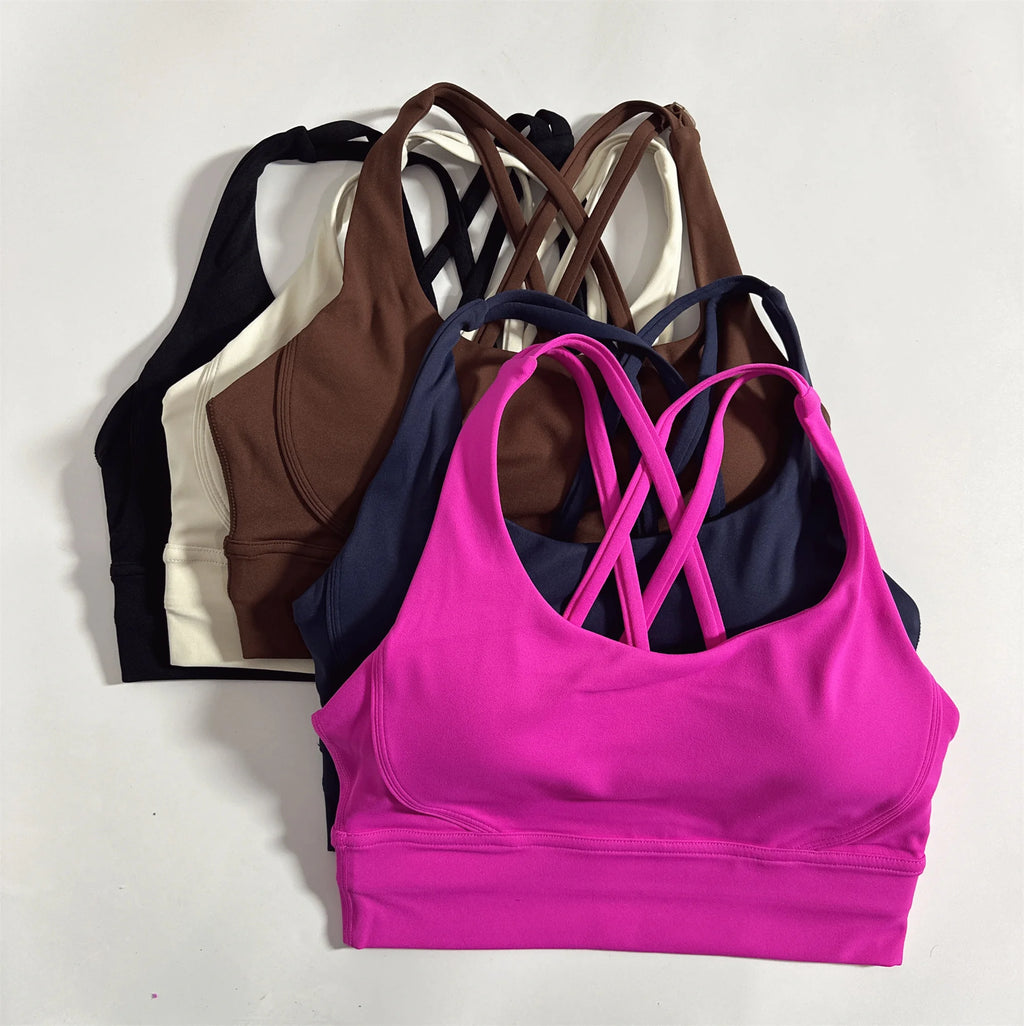 Kova by Veyra™ Women's Cross-Back Shockproof Sports Bra | High-Strength Push-Up Yoga Tank Top