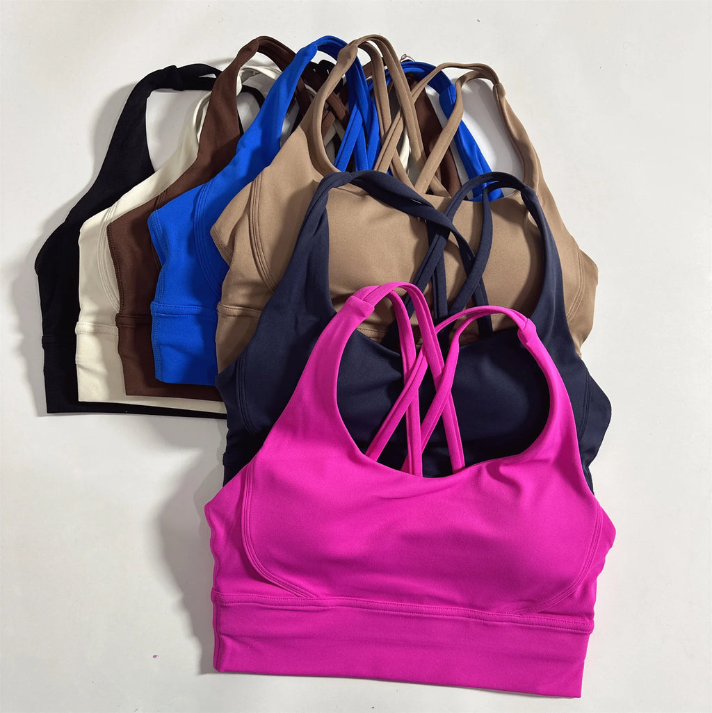 Kova by Veyra™ Women's Cross-Back Shockproof Sports Bra | High-Strength Push-Up Yoga Tank Top