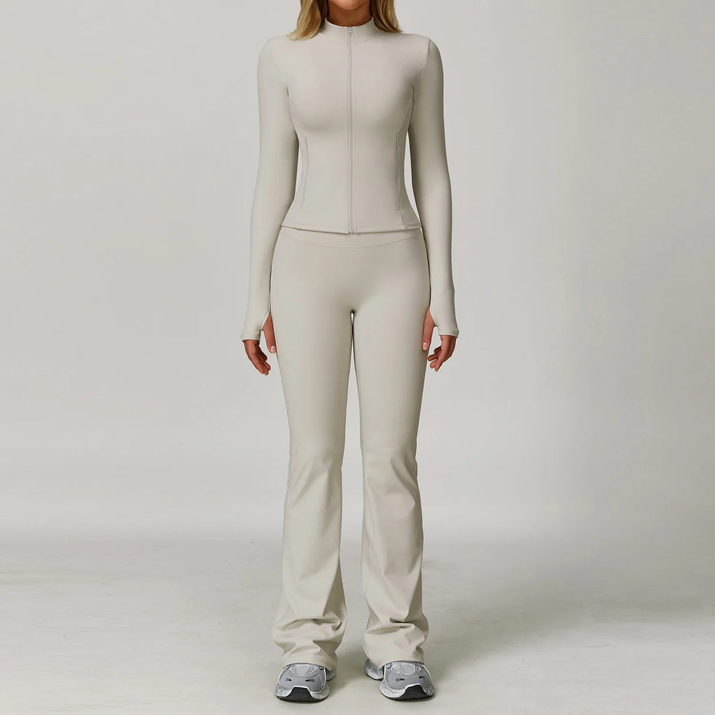 Veyra Active™ Infinite 3-Piece Yoga Set | Long Sleeve Top, Sports Bra & High-Waisted Leggings