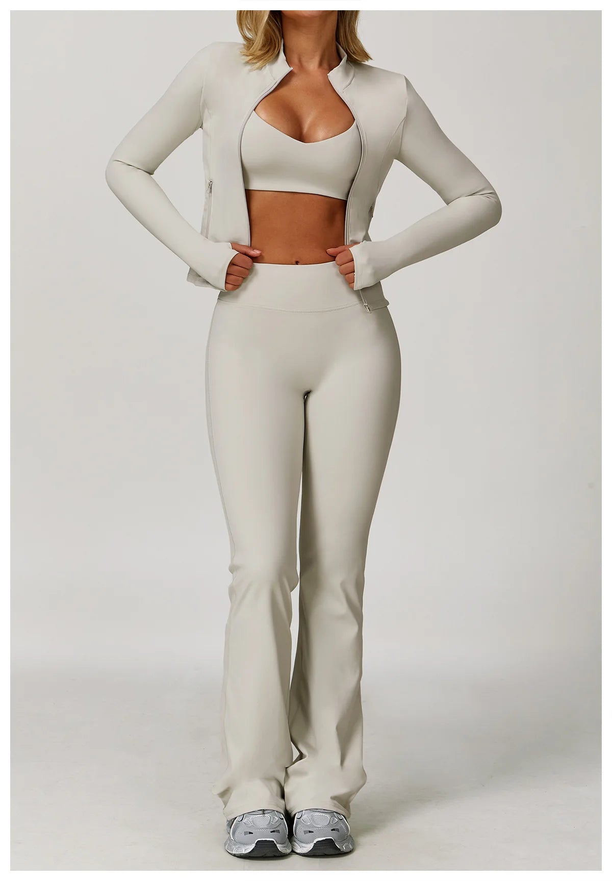 Veyra Active™ Infinite 3-Piece Yoga Set | Long Sleeve Top, Sports Bra & High-Waisted Leggings