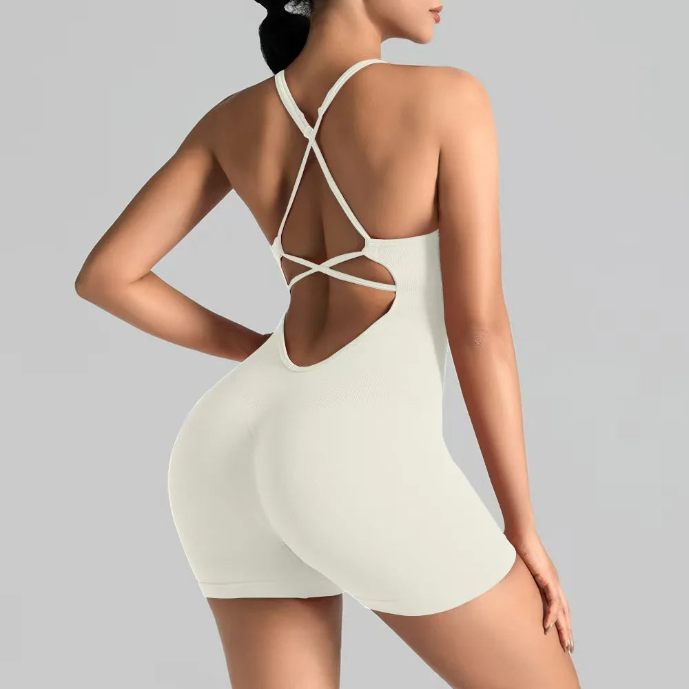 Veyra Active™ Women's Hourglass Seamless Bodysuit | Sexy Slim-Fit Yoga Shorts Jumpsuit