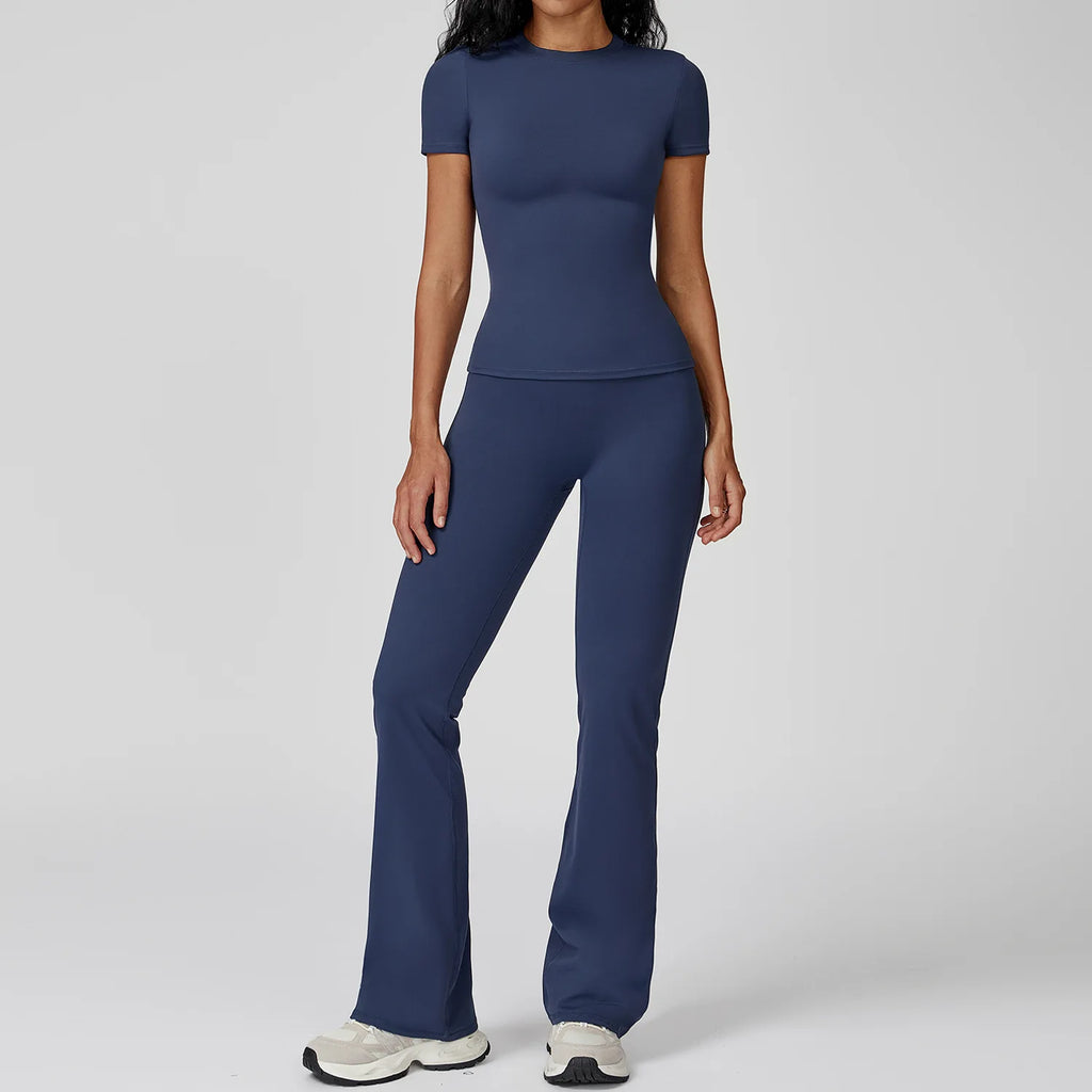 Veyra Active™ Women's SculptFlex 2-Piece Yoga Set | Long Sleeve Top, High-Waist Leggings & Shorts