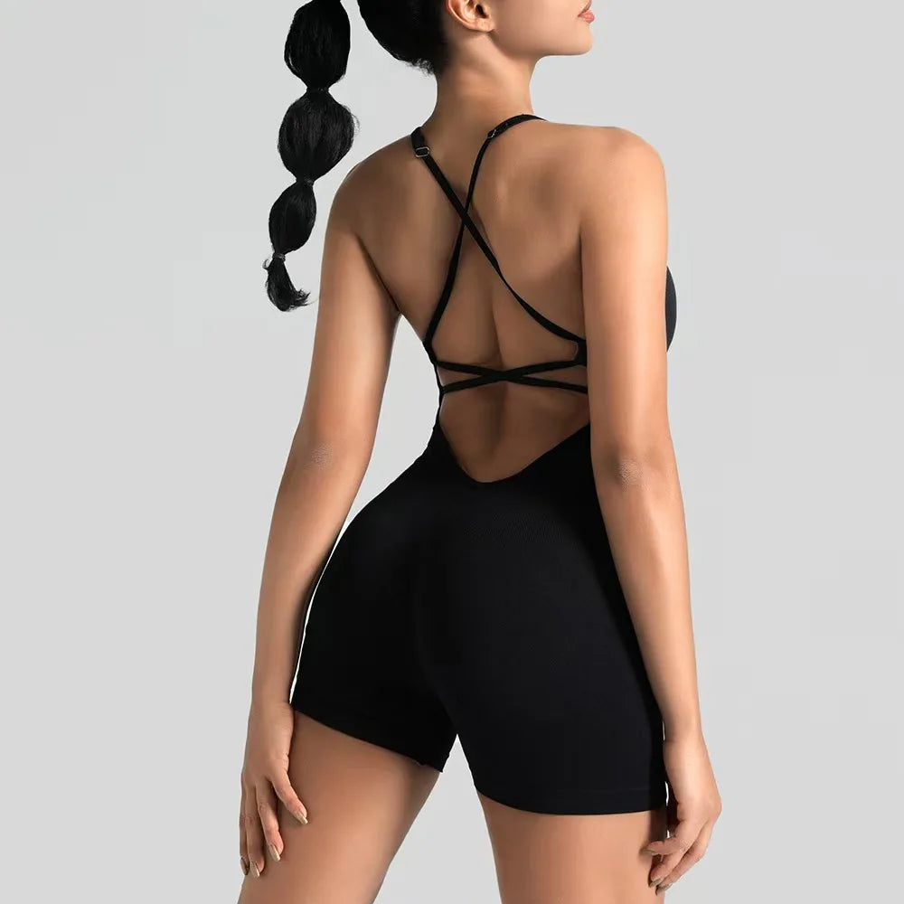 Veyra Active™ Women's Hourglass Seamless Bodysuit | Sexy Slim-Fit Yoga Shorts Jumpsuit