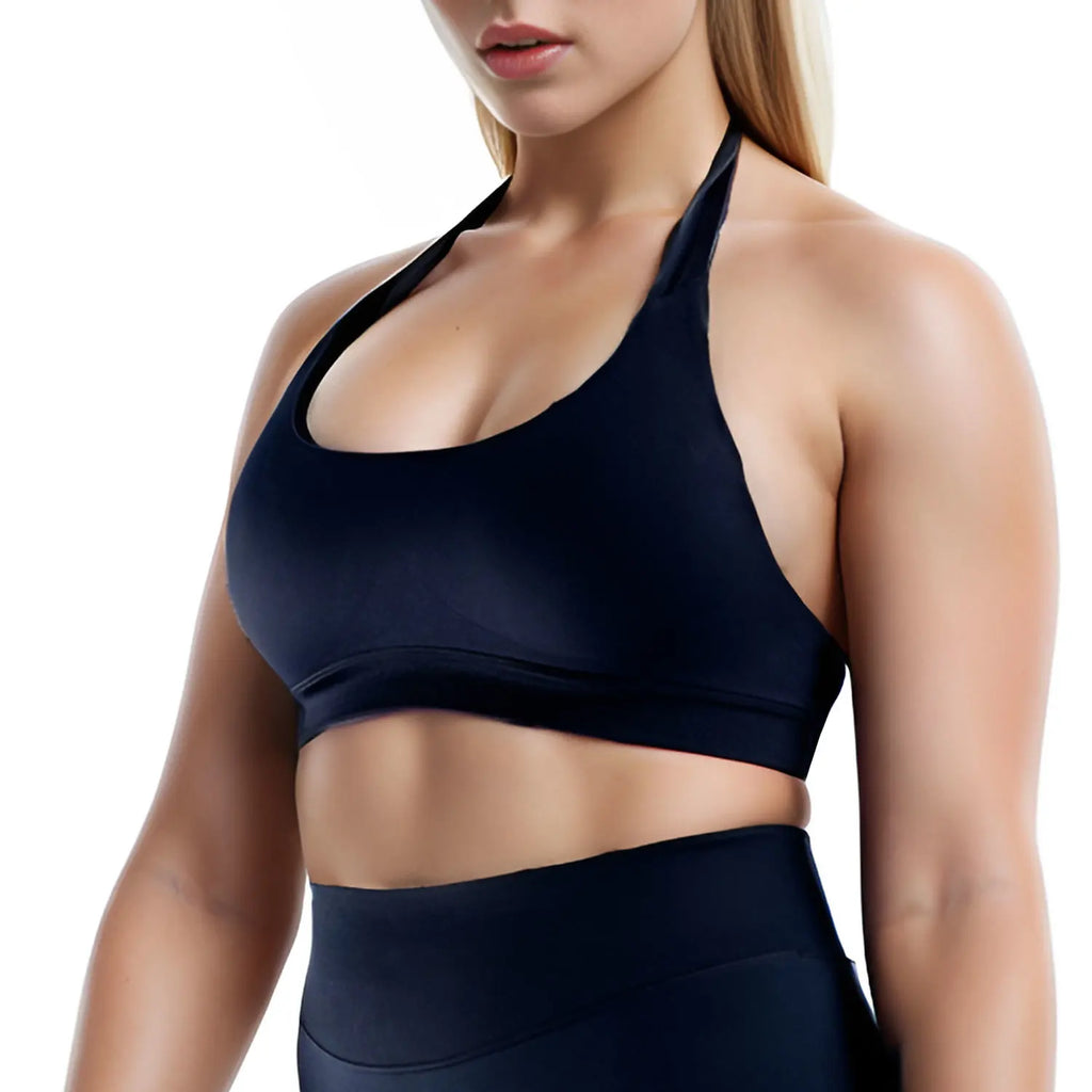 Veyra Active™ Impact Seamless Halter Sports Bra | High-Support Push-Up Gym & Yoga Crop Top