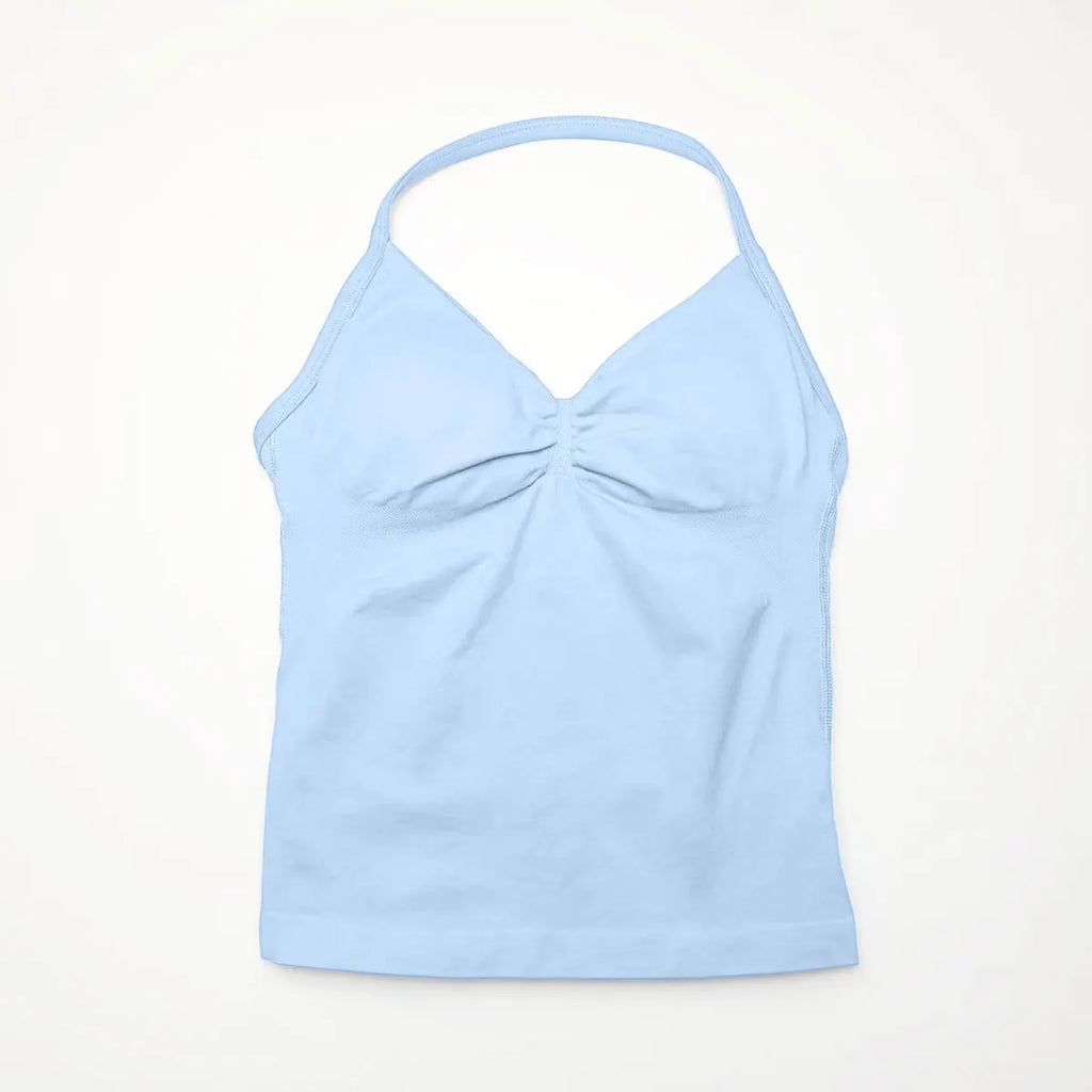 Veyra Active™ Impact Longline Halter Sports Bra | Anti-Chafe Open Back Yoga Crop Top