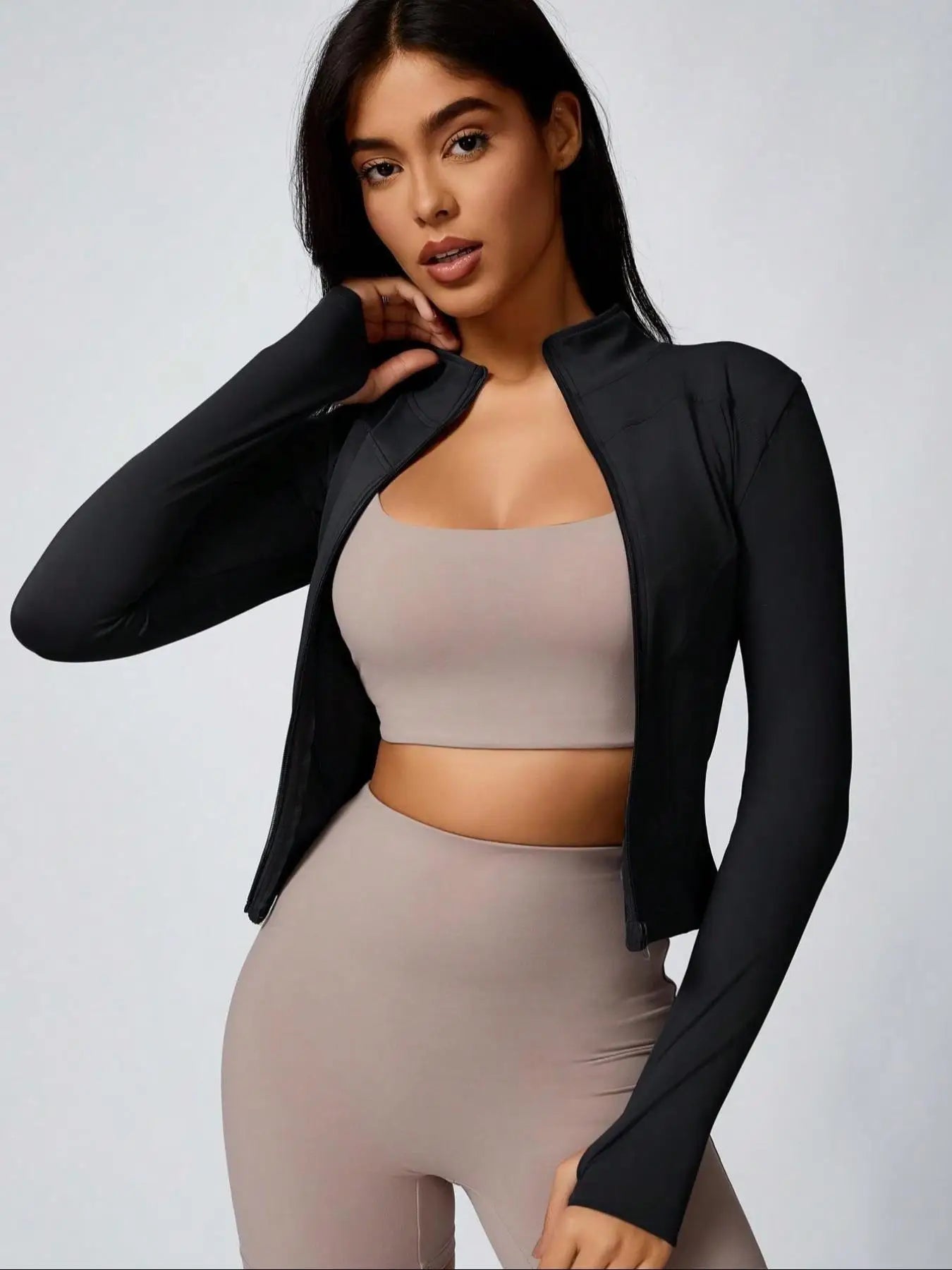 Veyra Active™ Hourglass Full-Zip Jacket | Slim-Fit Track Jacket & Workout Top with Thumbholes