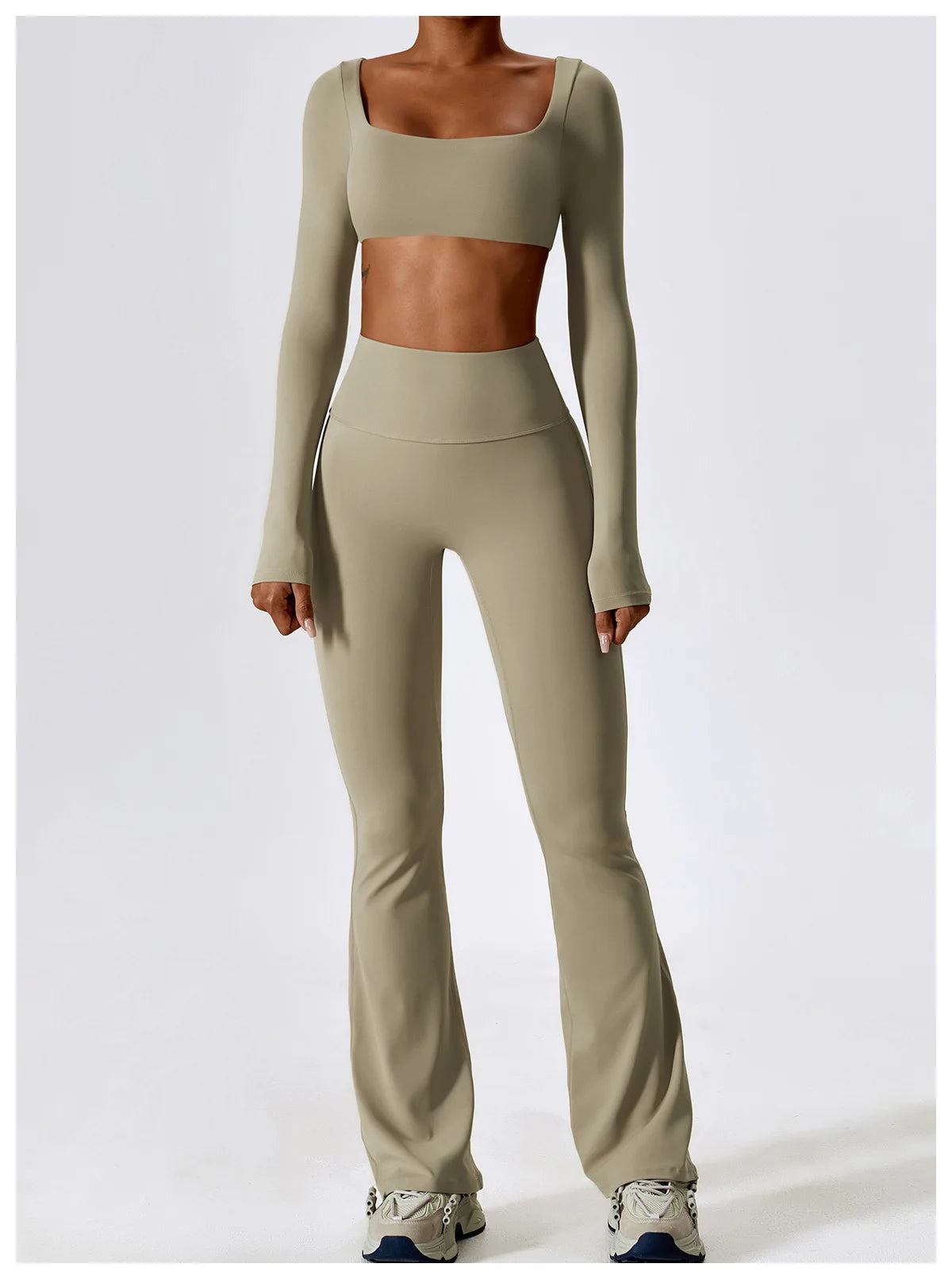 Veyra Active™ SculptFlex 2-Piece Yoga Set | Long Sleeve Crop Top & High-Waist Seamless Leggings