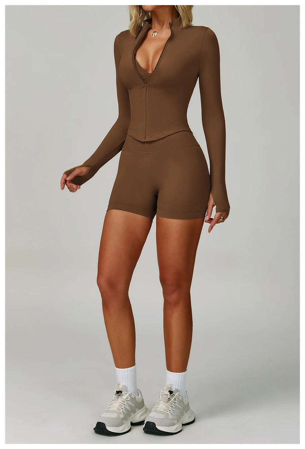 Veyra Active™ SculptFlex 3-Piece Yoga Set | Long Sleeve Crop Top, Sports Bra & High-Waist Leggings