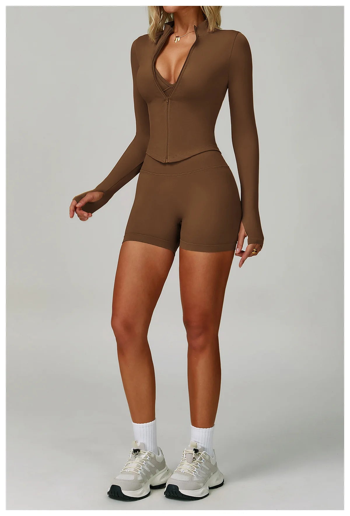 Veyra Active™ SculptFlex 3-Piece Yoga Set | Long Sleeve Crop Top, Sports Bra & High-Waist Leggings