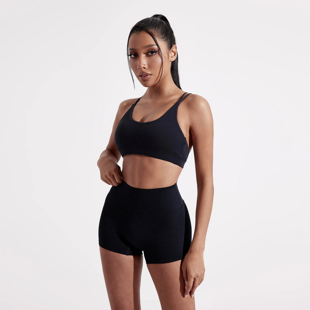 Veyra Active™ Women's Cross-Front Shockproof Sports Bra | High-Strength Push-Up Gym & Yoga Top