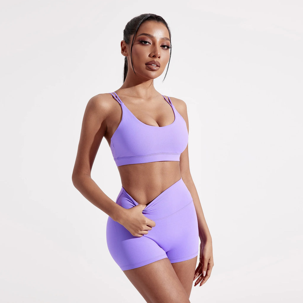 Veyra Active™ Women's Cross-Front Shockproof Sports Bra | High-Strength Push-Up Gym & Yoga Top