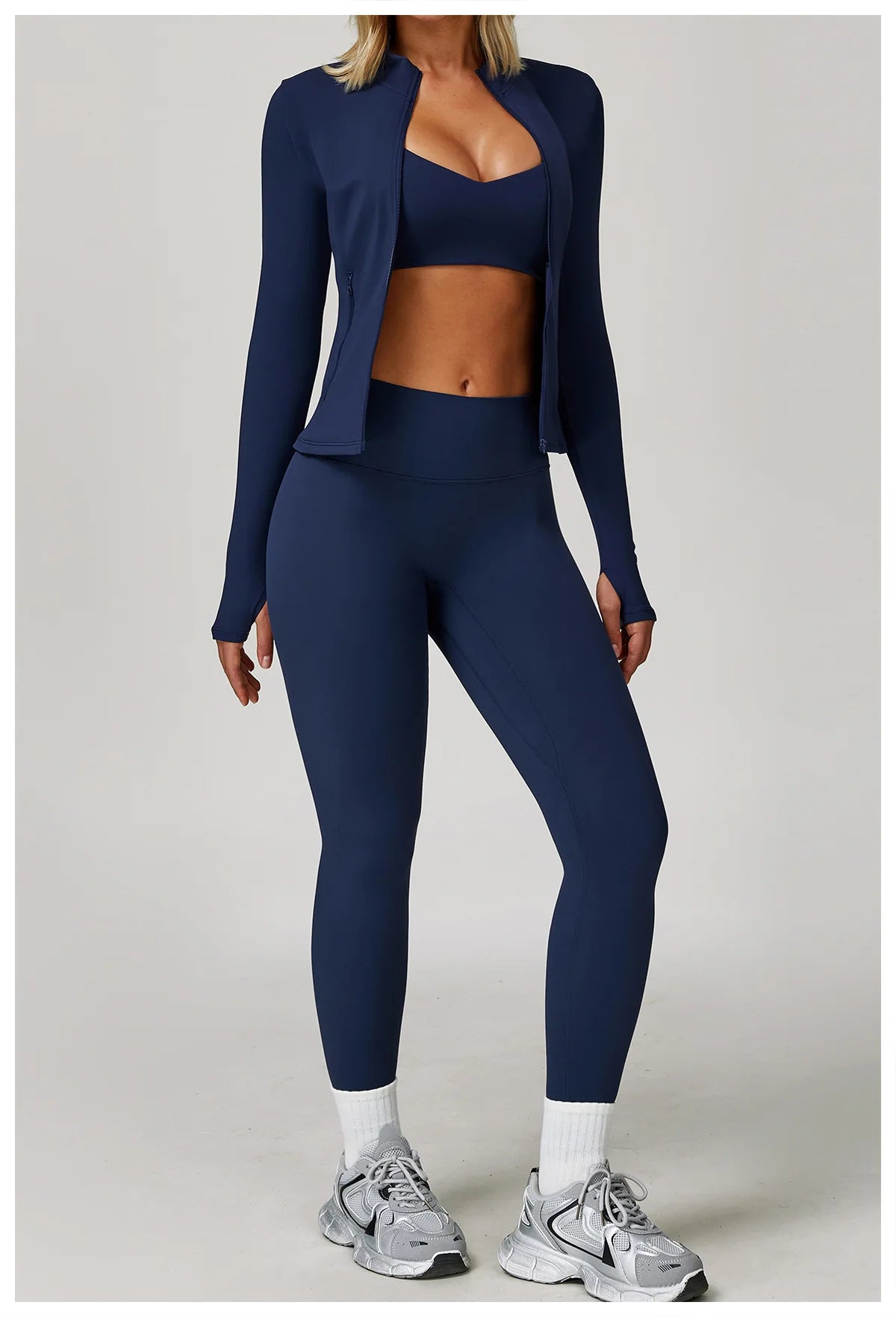 Veyra Active™ Infinite 3-Piece Yoga Set | Long Sleeve Top, Sports Bra & High-Waisted Leggings