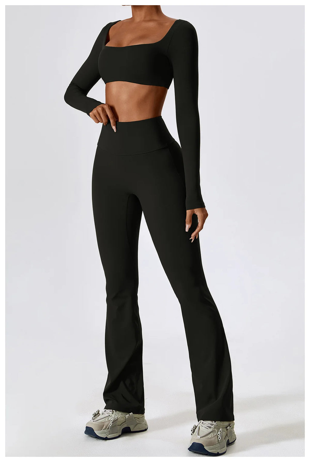 Veyra Active™ SculptFlex 2-Piece Yoga Set | Long Sleeve Crop Top & High-Waist Seamless Leggings