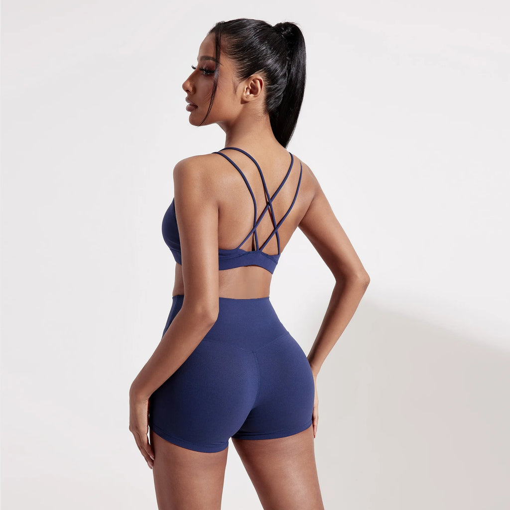 Veyra Active™ Women's Cross-Front Shockproof Sports Bra | High-Strength Push-Up Gym & Yoga Top