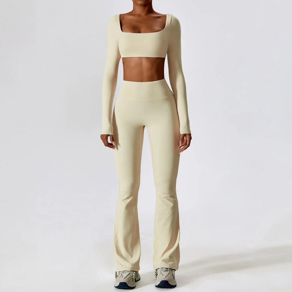 Veyra Active™ SculptFlex 2-Piece Yoga Set | Long Sleeve Crop Top & High-Waist Seamless Leggings