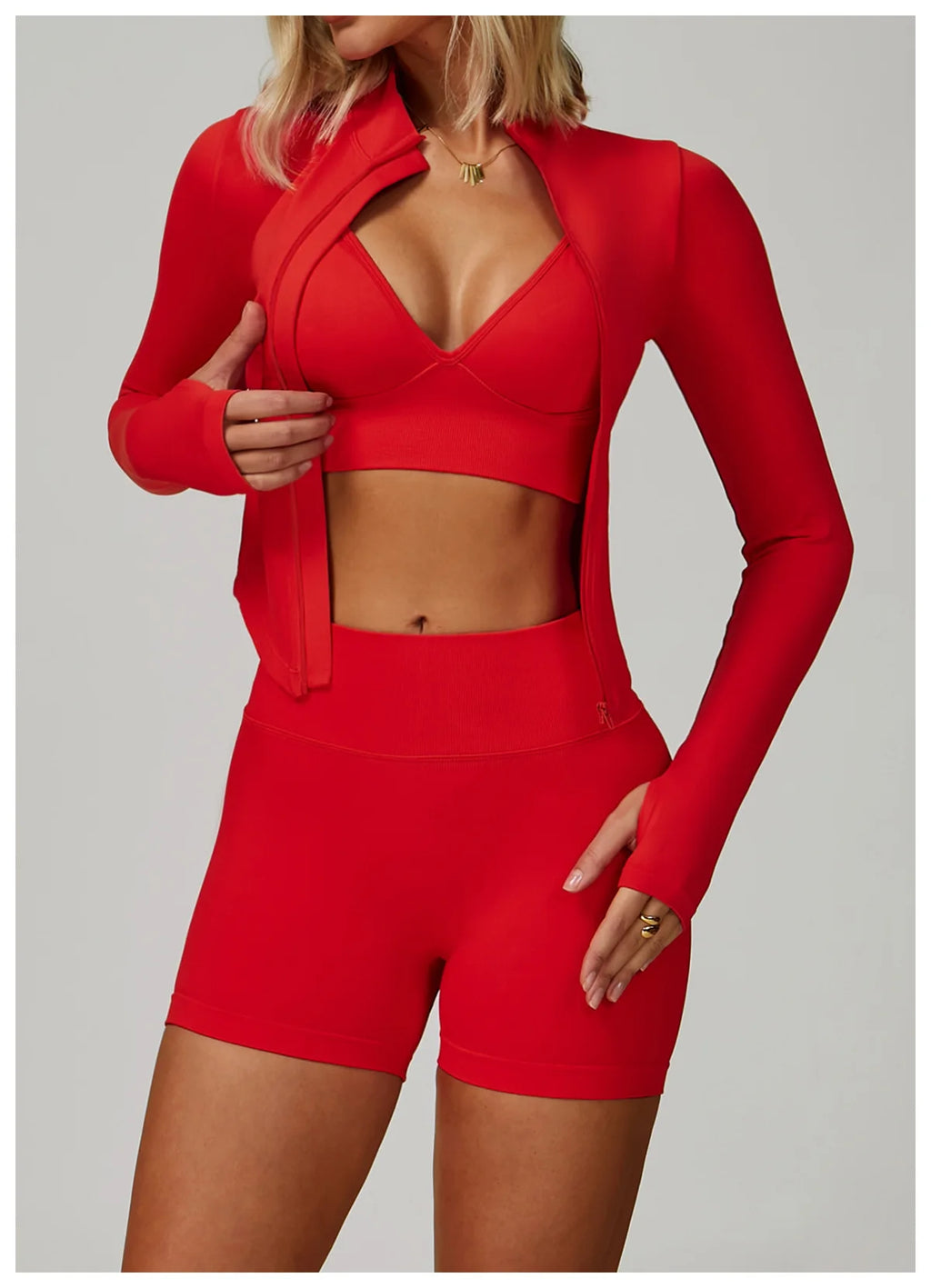 Veyra Active™ SculptFlex 3-Piece Yoga Set | Long Sleeve Crop Top, Sports Bra & High-Waist Leggings