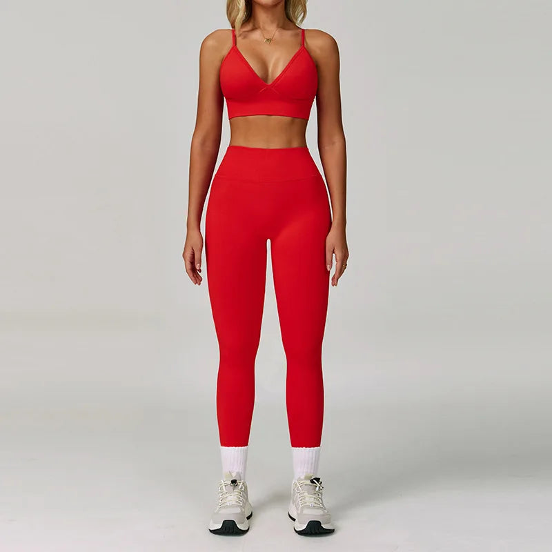 Veyra Active™ SculptFlex 3-Piece Yoga Set | Long Sleeve Crop Top, Sports Bra & High-Waist Leggings